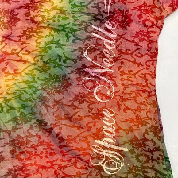 Space Needle T Shirt SZ M Rainbow Burnout Fabric Floral Print My Sport Souvenir - Picture 5 of 12